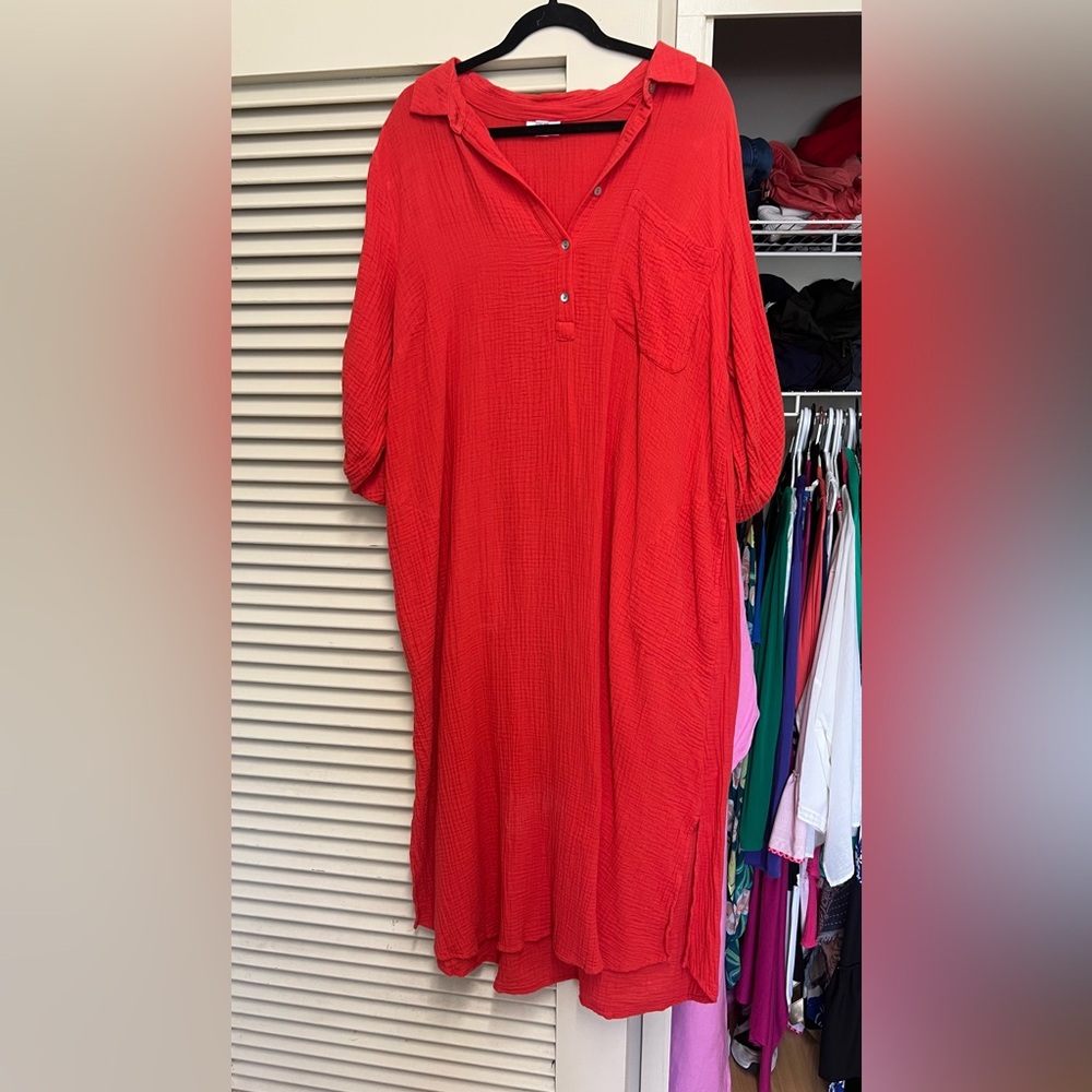 J. Jill Love Linen Dress - Size L - Vibrant Orange 🍊